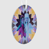Custom Purple Yellow Christmas Star Photo Gift オーナメント (正面)