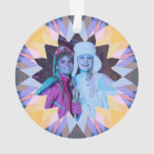 Custom Purple Yellow Christmas Star Photo Gift オーナメント (裏面)