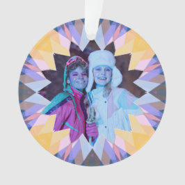 Custom Purple Yellow Christmas Star Photo Gift オーナメント