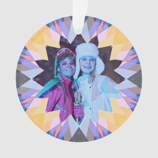 Custom Purple Yellow Christmas Star Photo Gift オーナメント (正面)