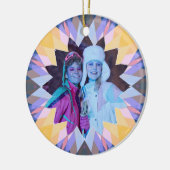 Custom Purple Yellow Christmas Star Photo Gift セラミックオーナメント (左)