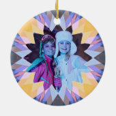 Custom Purple Yellow Christmas Star Photo Gift セラミックオーナメント (裏面)