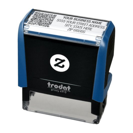 Custom QR Code Address Name Stamp Modern Business セルフインキングスタンプ (商品)