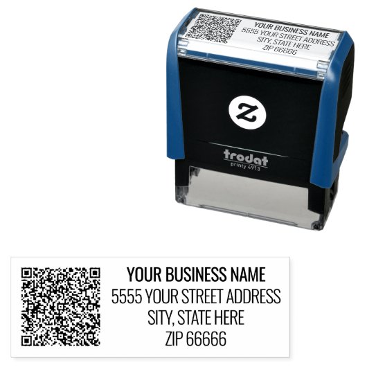 Custom QR Code Address Name Stamp Modern Business セルフインキングスタンプ (インサイチュ)