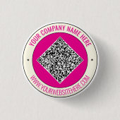 Custom QR Code and Text Branded Button Example 缶バッジ (正面)