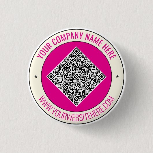 Custom QR Code and Text Branded Button Example 缶バッジ (正面)