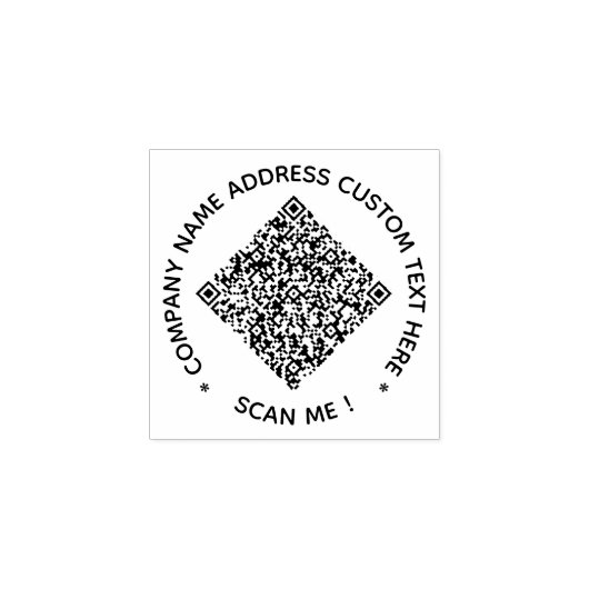 Custom QR Code and Text Round Rubber Stamp Example ラバースタンプ (インプリント)