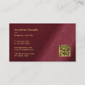 Custom QR Code Bordeaux Gold Calligraphy Script 名刺 (裏面)