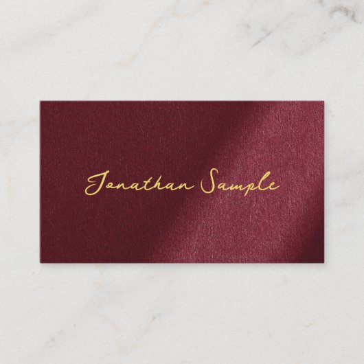 Custom QR Code Bordeaux Gold Calligraphy Script 名刺 (正面)