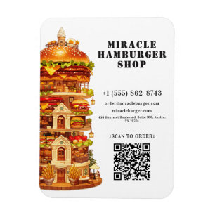 Custom QR Code Burger Shop Promotion Business マグネット