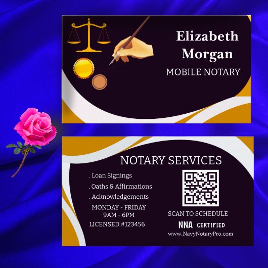 Custom QR Code Business Card for Mobile Notary  名刺