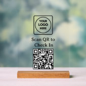 Custom QR Code Check-In Logo Black Display Sign アクリルサイン (ニュートラル)
