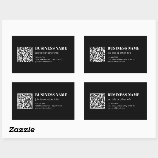 Custom QR code & Editable Retro-Modern Text 長方形シール (シート)