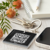 Custom QR Code Keychain – Modern Personalized desi キーホルダー (正面右)