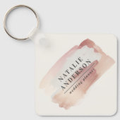 Custom QR Code & Logo Business pink rose gold キーホルダー (正面)