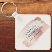 Custom QR Code & Logo Business pink rose gold キーホルダー (正面)