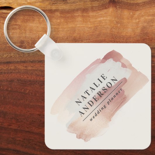 Custom QR Code & Logo Business pink rose gold キーホルダー (正面)