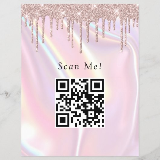Custom QR Code Logo Elegant Pearlescent Pink チラシ (裏面)