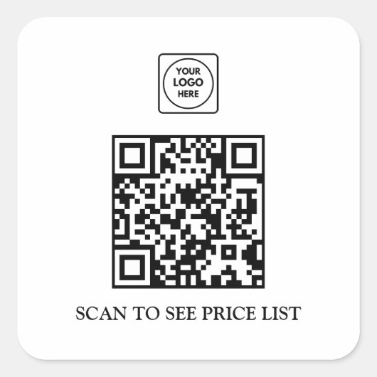 Custom QR Code Logo Sticker Business Menu  スクエアシール (正面)