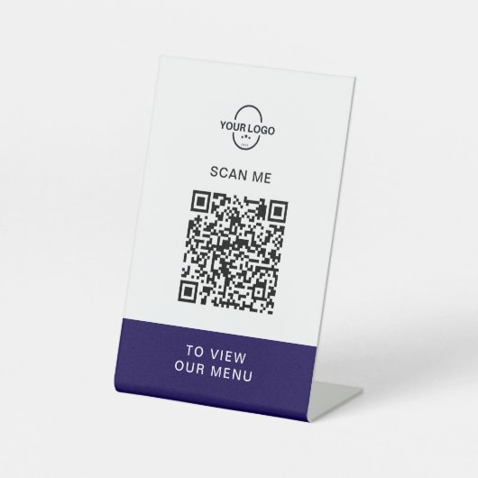 Custom QR Code Menu Stand | Contactless Restaurant 台座サイン (正面)