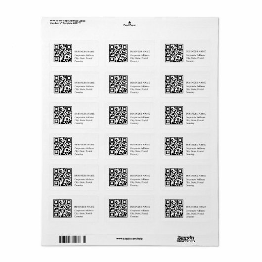 Custom QR Code Minimal White Business Branding ラベル (フルシート)