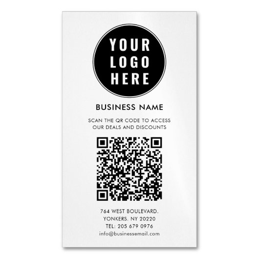 Custom QR Code Modern Logo Minimalist マグネット名刺 (正面縦)