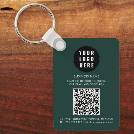  Custom QR Code Modern Logo Minimalist Business キーホルダー (正面)