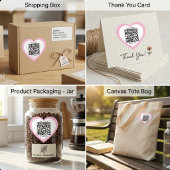 Custom QR Code Pink Heart Shaped Sticker ハートシール