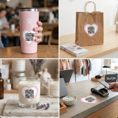 Custom QR Code Pink Heart Shaped Sticker ハートシール