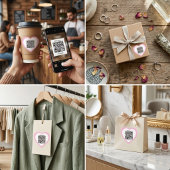 Custom QR Code Pink Heart Shaped Sticker ハートシール