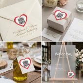 Custom QR Code Red Heart Shaped Wedding Sticker ハートシール