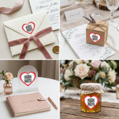 Custom QR Code Red Heart Shaped Wedding Sticker ハートシール