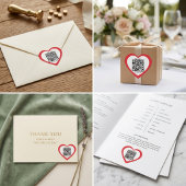 Custom QR Code Red Heart Shaped Wedding Sticker ハートシール