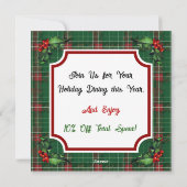 Custom QR Code Restaurant Christmas Green Plaid シーズンカード (裏面)