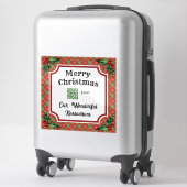 Custom QR Code Restaurant Christmas Red Plaid シール (スーツケース)