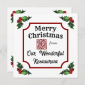 Custom QR Code Restaurant Merry Christmas シーズンカード (正面/裏面)