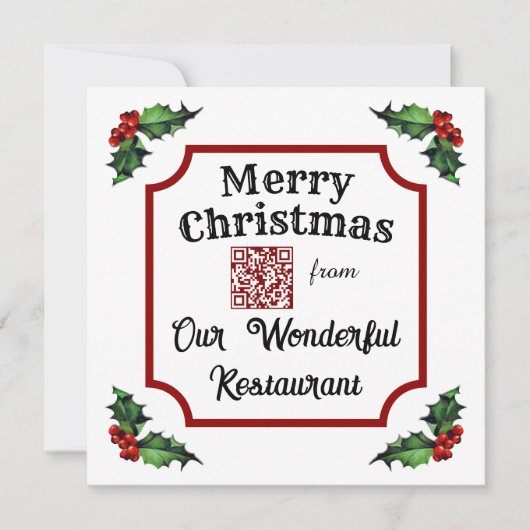 Custom QR Code Restaurant Merry Christmas シーズンカード (正面)