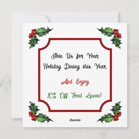 Custom QR Code Restaurant Merry Christmas シーズンカード (裏面)