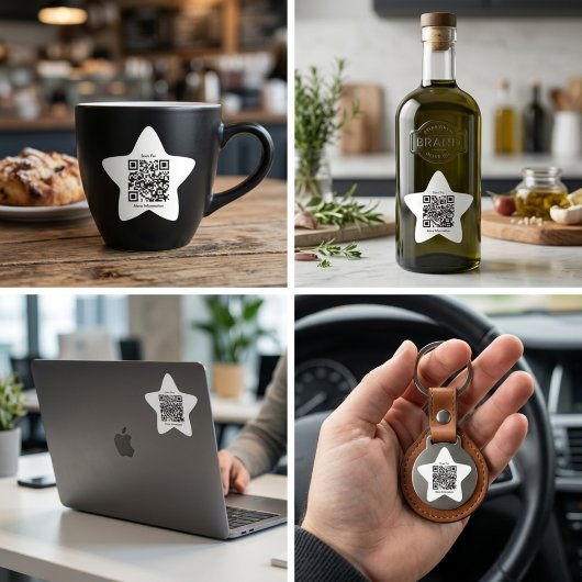 Custom QR Code Star Shaped Sticker  星シール