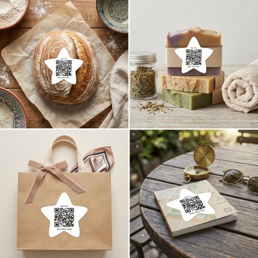 Custom QR Code Star Shaped Sticker  星シール