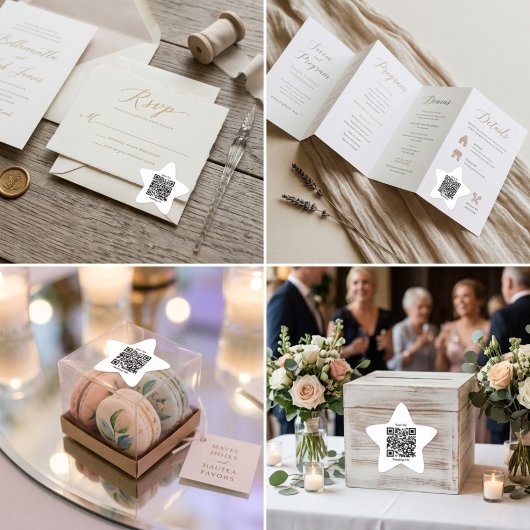 Custom QR Code Star Shaped Wedding Sticker 星シール