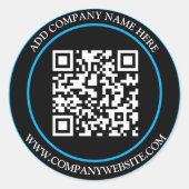 Custom QR Code Text Black White Classic  ラウンドシール (正面)