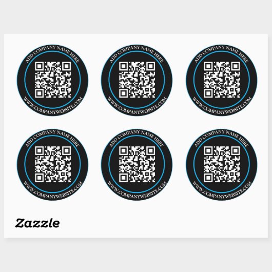 Custom QR Code Text Black White Classic  ラウンドシール (シート)