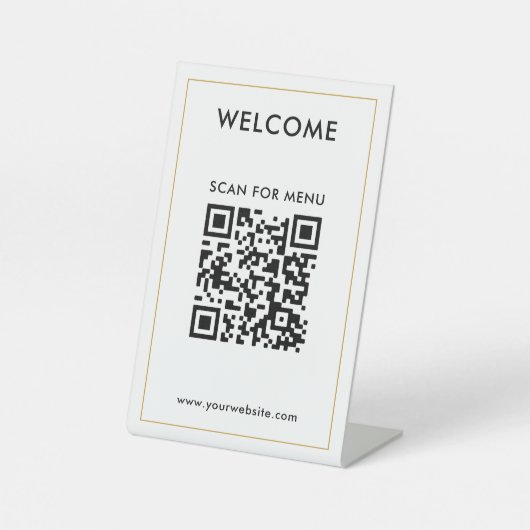 Custom QR Code Text Modern Business 台座サイン (正面)