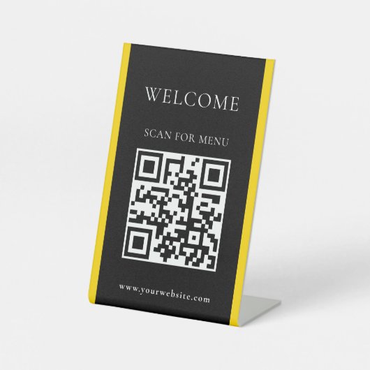 Custom QR Code Text Modern Business Pedestal Sign 台座サイン (正面)