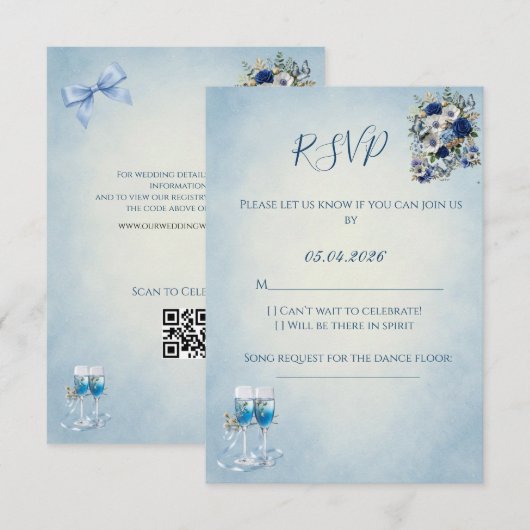 Custom QR Code Wedding RSVP Card (正面/裏面)