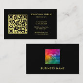 Custom QR Code Your Company Logo Black And Gold 名刺 (正面/裏面)
