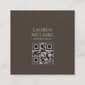 Custom QR Monogram Calling Card Taupe Brown コーリングカード (裏面)