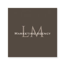 Custom QR Monogram Calling Card Taupe Brown