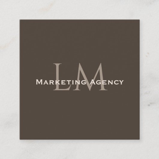 Custom QR Monogram Calling Card Taupe Brown コーリングカード (正面)